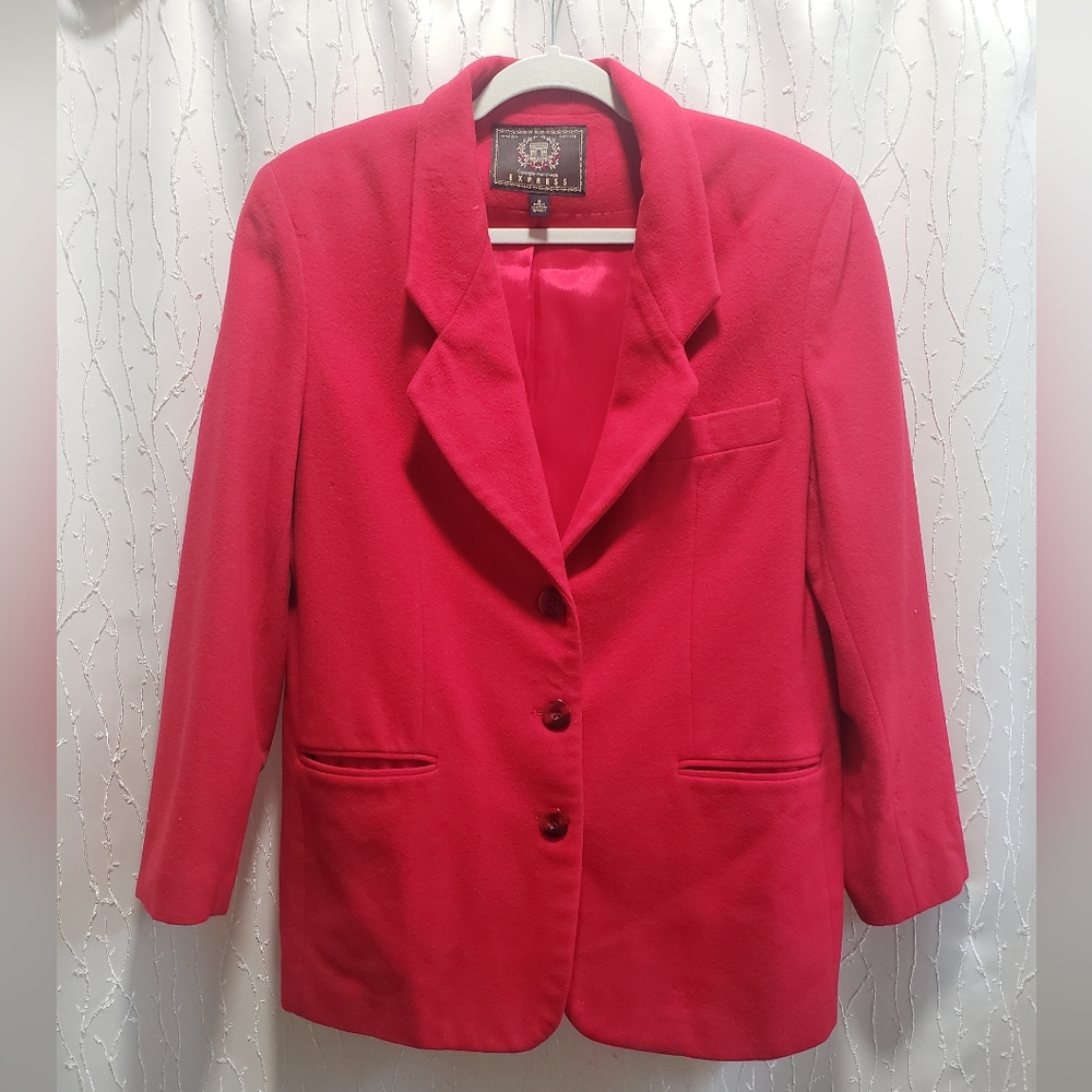 Express vintage rare wool cashmere blend red blazer sz M